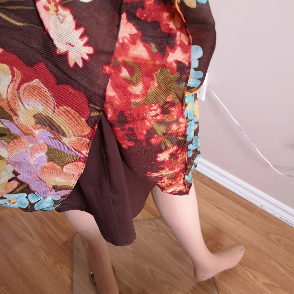 Kay Unger Women's Size 12 Floral Sleeveless Dress - Silk Wool Blend - Picture 3 of 9